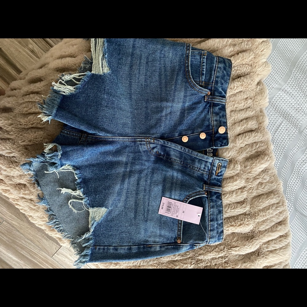 High rise jean short